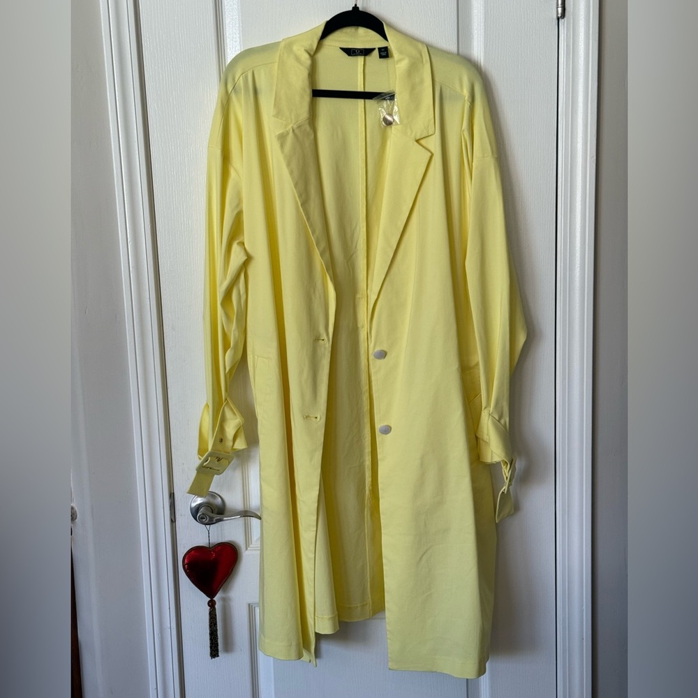 NWT G by Giuliana Yellow Trench Coat 2X Lightweight Belted Spring Jacket